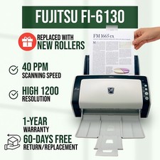 Fujitsu Fi-6130 Scanner COMPLETE SET (Adapter + USB + Drivers) - 1 YEAR WARRANTY picture