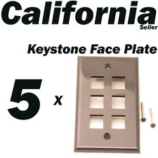 5 X Faceplate 6 Port Keystone Jack RJ45 CAT5 CAT5e CAT6 Network Wall Plate Black picture