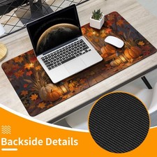1pc Autumn Harvest Mouse Pad & Desk Mat with Fall Leaves & Pumpkin Lantern, No picture
