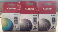 NEW GENUINE CANON (2) PG-30 Black & (1) CL-31 Color Ink Cartridges SEALED BOXES picture