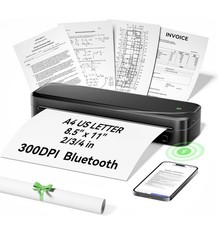 NelkoGlobal Portable Bluetooth Thermal Printer 300 DPI A4 Letter Travel picture