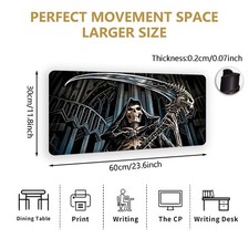 Extra-Large Grim Reaper Mouse Pad, Dark Gothic Style Desk Mat, Non-Slip Base G picture