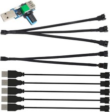 5pcs USB to 3-Pin / 4-Pin PWM 5V Sleeved Fan Power Adapter Cable, Fan...  picture