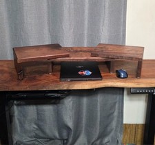 Black Walnut Monitor Stand | Dual Monitor Riser | 3-Piece Desk Shelf | picture