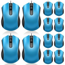 12 PCS Light Blue Wired Computer Mouse Bulk USB Ergonomic Mice PC picture