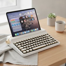 QL75 Wireless Typewriter Hot Swap Retro Mechanical Keyboard,Punk Round Keycap... picture
