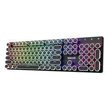 Wireless Typewriter Style Mechanical Gaming Keyboard - Retro Black Design, RGB B picture