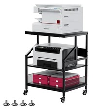 3-Tier Large Printer Stand with Storage Shelves, Black picture