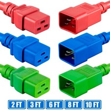 2 3 6 8 10 FT Power Cable Extension Cord IEC 60320 C19 Female to C20 Male 12AWG picture