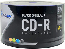 50 Pack Smartbuy CD-R 52X 700MB 80 Mins Double Side Black Vinyl Blank Disc picture