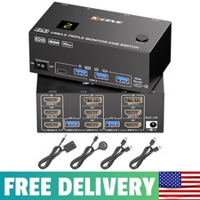 KVM Switch 3 Monitors 2 Computers EDID Simulation,4K@60Hz HDMI Displayport picture