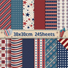 24 Sheets Patriotic Pattern Pad 11.8'' X 11.8'' Patriotic American Flag Scrapboo picture