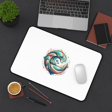 Tropical Wave Mandala Desk Mat | Beach Palm Surf Mousepad picture