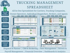 All-in-One Trucking Business Google Sheets, Dispatch, Freight, Trucks, Drivers picture