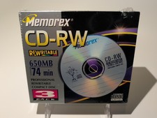 3 Memorex CD-RW Rewritable 4x Speed 650 Mb / 74 Minutes - Wrapped  NEW picture