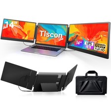 Tlscon Portable Monitor, 14 Inch 1080P FHD IPS Display, Built-in Dual Speakers, picture