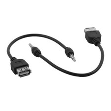 Laptop Computer USB 2.0 Female to 3.5mm Male Extension Cable Black 2pcs picture
