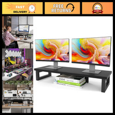 Dual Monitor Stand Riser - Wood & Steel, Multi-Purpose Desktop Organizer for 2 M picture