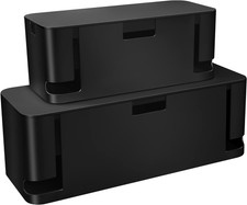 2 Pack Cable Management Box Set Cord Organizer for Power Strips Black ABS picture
