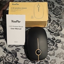 Vssoplor MS001 Wireless Optical Mouse Black Gold Silent 2 Buttons Standard picture