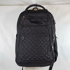 KROSER Laptop Backpack Black Quilted Travel Bag USB Port 18 inch Multi-Pocket picture