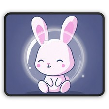 Cute Pink Bunny Gaming Mouse Pad | Kawaii Rabbit Desk Mat picture