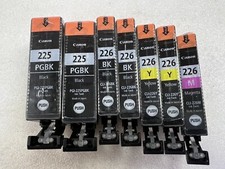Genuine New Canon Ink Lot Of 7 - 225, 226 Yellow, Black, Magenta picture