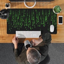 Cyberpunk XL Mousepad | Green Matrix Digital Rain Code Large Gaming Desk Mat picture