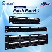 Patch Panel UTP 12/24/48 Port CAT6/5 RJ45 110 Network Surface Wall Mount Bracket picture