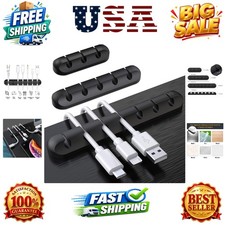 3 Pcs Silicone USB Cable Holder Clips, Self Adhesive - Black picture