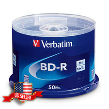 Verbatim BD-R Blank Blu-ray Discs 25GB 16X Recordable 50 Pack picture