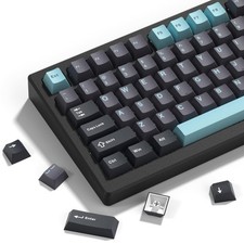 138 Keys PBT Keycaps Grey Dark Blue Japanese Style ISA Profile Custom Set picture