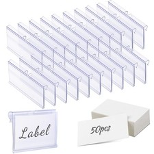 50 PCS Clear Plastic Label Holders for Wire Shelf Retail Price Basket Bin picture