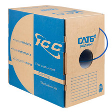 ICC Cat6e CMR Riser 1000ft UTP 23AWG Solid Copper Bulk Ethernet Cable Blue picture