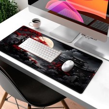 1pc Full Moon Table Mat, Japanese Style Desk Mat, Large Black and Red Mouse Pa picture