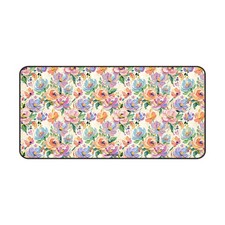 Floral Paint Desk Mat — Pastel Rose Pattern Office Mousepad picture