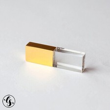 Wedding Gift USB Gold Glass Flash Drive Engraved Custom Box Pendrive picture