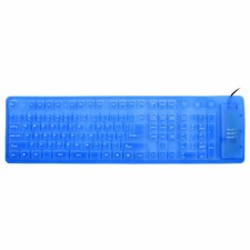 Foldable Flexible 109 Keys USB Wired Roll up Silicone Keyboard Blue for Laptop picture