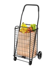 Shopping Cart Foldable Utility Heavy Duty Metal Wheels Portable Black Whitmor picture