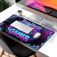 Personalized Neon Graffiti Gaming Mouse Pad with Name/Text - Non-Slip Rubber B picture