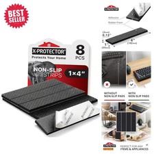 8-Pc Non-Slip Rubber Pads for Secure Grip on All Surfaces - Black 4x1 Inch picture