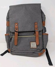 Ugrace Backpack Laptop Book Bsg Canvas w/Leather Trim  USB Charging Port Work picture