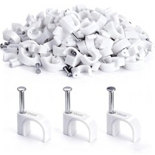 100PCS Cable Staples,10mm Cable Clips White,Cable Wire Clips Nail in Clips for R picture