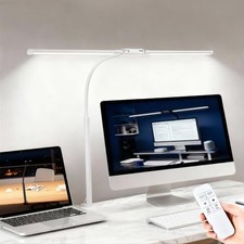 LED Desk Lamp with Clamp, Double Head Adjustable Architect Light, Eye White picture