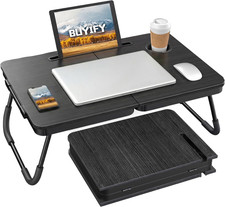 Foldable Lap Desk with Cup Holder and Tablet Slot 23.4 Inch Portable Bed Table picture