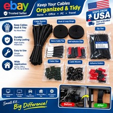 173 pcs. Cable Management Kit Wire/Cord Organizer Zip Ties Clips PC Computer picture
