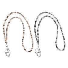 2Pcs Boho Necklace with Beads, Hanging Chain for Lanyard, Black White Coffee picture