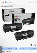 LD Compatible Toner for Lexmark 50F1H00 / 501H Black Laser 2-Pack picture