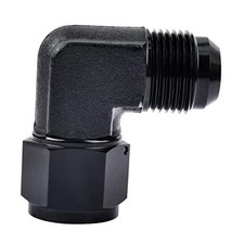 Female to Male Flare Swivel Fitting Adapter Aluminium Black 10AN 90 Degree picture