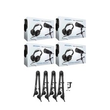 Zoom ZDM-1 4-Person Podcast Microphone Pack Boom Arm Bundle PRO picture